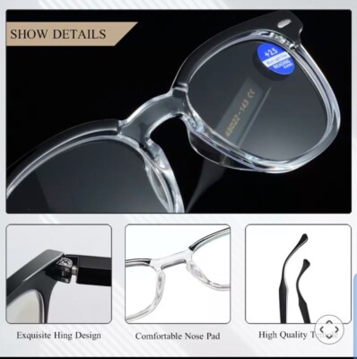 Lunettes De Lecture Loupe +2.50 - Monture Transparente Acétate - Unisexe Adulte - Neuf Avec Étiquettes