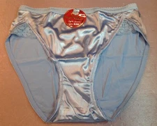 Women Panties Briefs Bikinis SELINA Size XXL Blue Satin Silky W/Net & Decoration