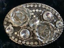 Extreme Fancy Belt Buckle Roses and Jewls