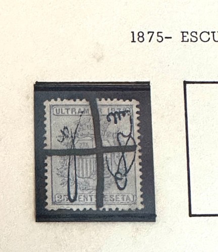 1875 antiker Puerto Rico signierter Briefmarke aus spanischer Ära aus Übersee - Bild 1 von 5