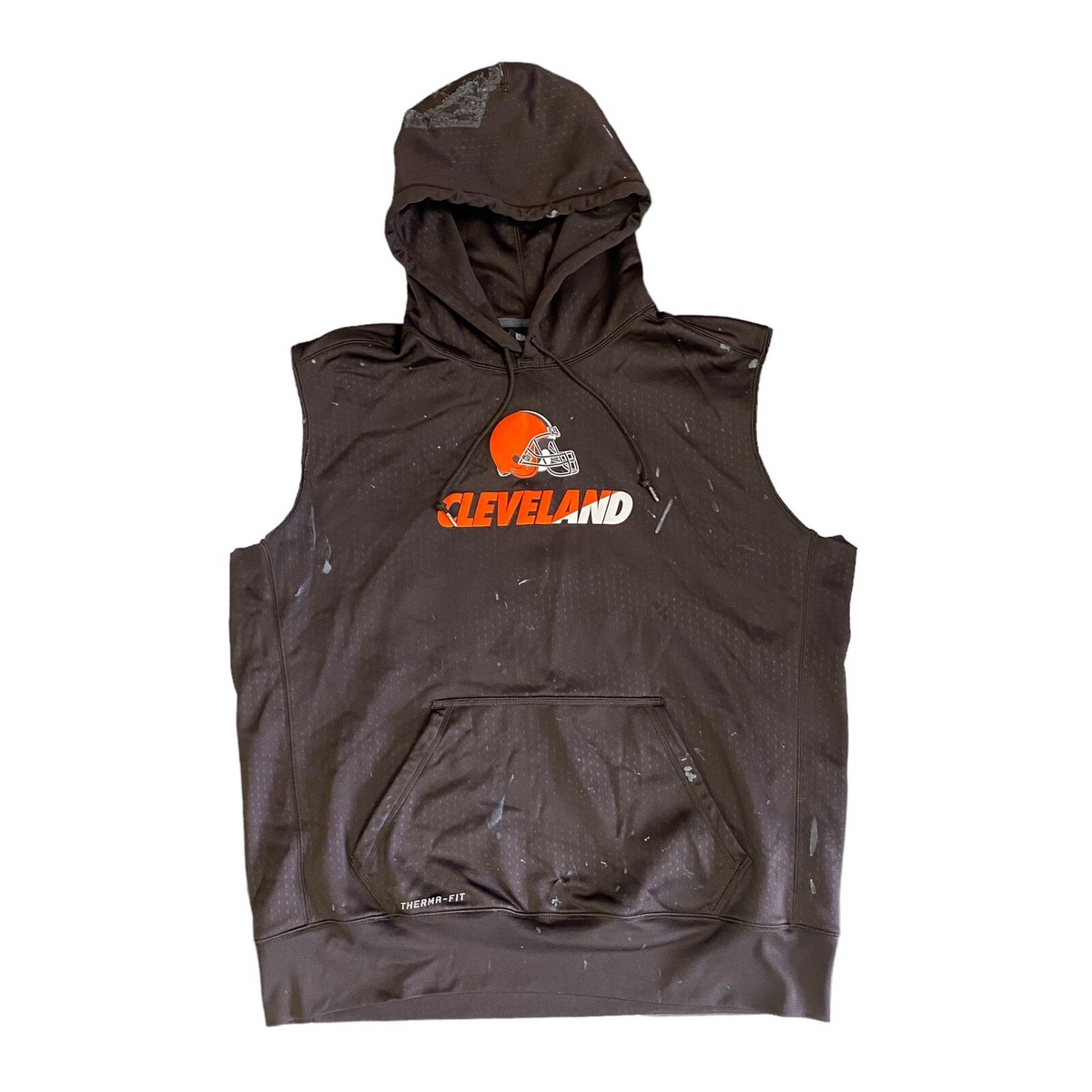 Nike Cleveland Browns NFL Dri Fit Sleeveless Hoodie NFL Jarvis Landry #80  Issued