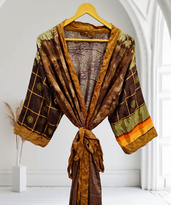 Light Weight Maternity Gown Soft House Wear Robe Sari Silk Kimono