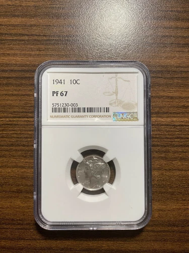 1941-P Mercury Silver Dime 10C NGC PROOF PF PR 67 RARE GEM 