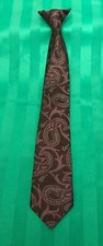 Boys 7-11 Pre-Tied Clip-on Tie Paisley/Deep Purple,Black,Grey