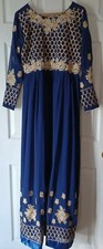 Indian Pakistani Long Dress Embroidered Front N Back Sequins Blue Maxi Dress