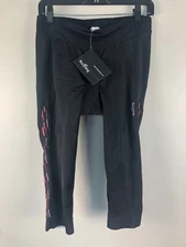 NWT 4ucycling Sz XL Women's Padded Cycling Pants Black Reflective Pink Detail