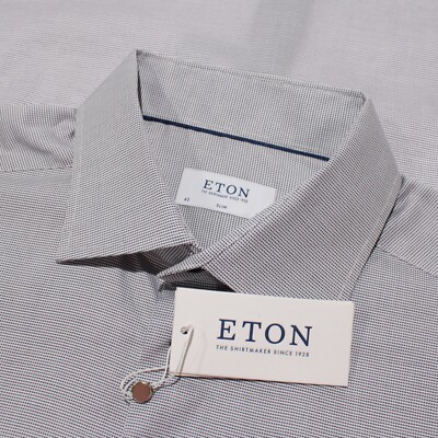 eton dress shirt sizing Eton NWT Dress Shirt Size 43 17 Slim Fit in Blue / White 100% Cotton