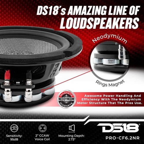 DS18 PRO-CF6.2NR 6,5" Mid-Bass Lautsprecher Neodym Ringe Magnet 500 Watt 2 Ohm - Bild 3 von 7