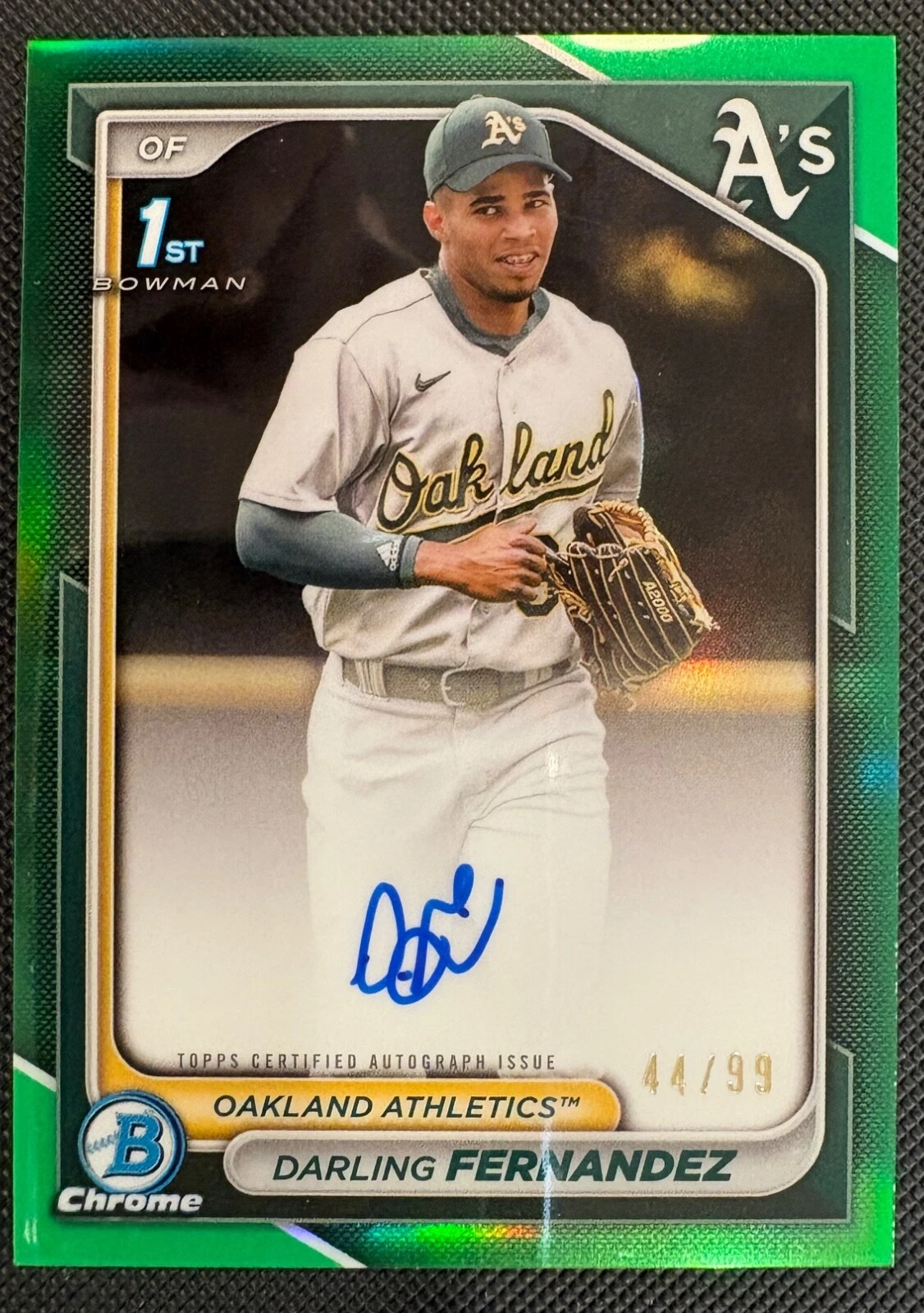 2024 Bowman Chrome - Darling Fernandez 1st Auto Green Refractor /99 - Oakland As