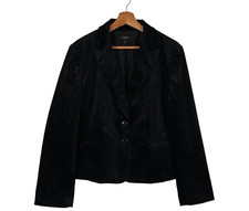 Ann Taylor Velour Jacket Womens Size Uk 16 Black Cotton Stretch Blend Causal