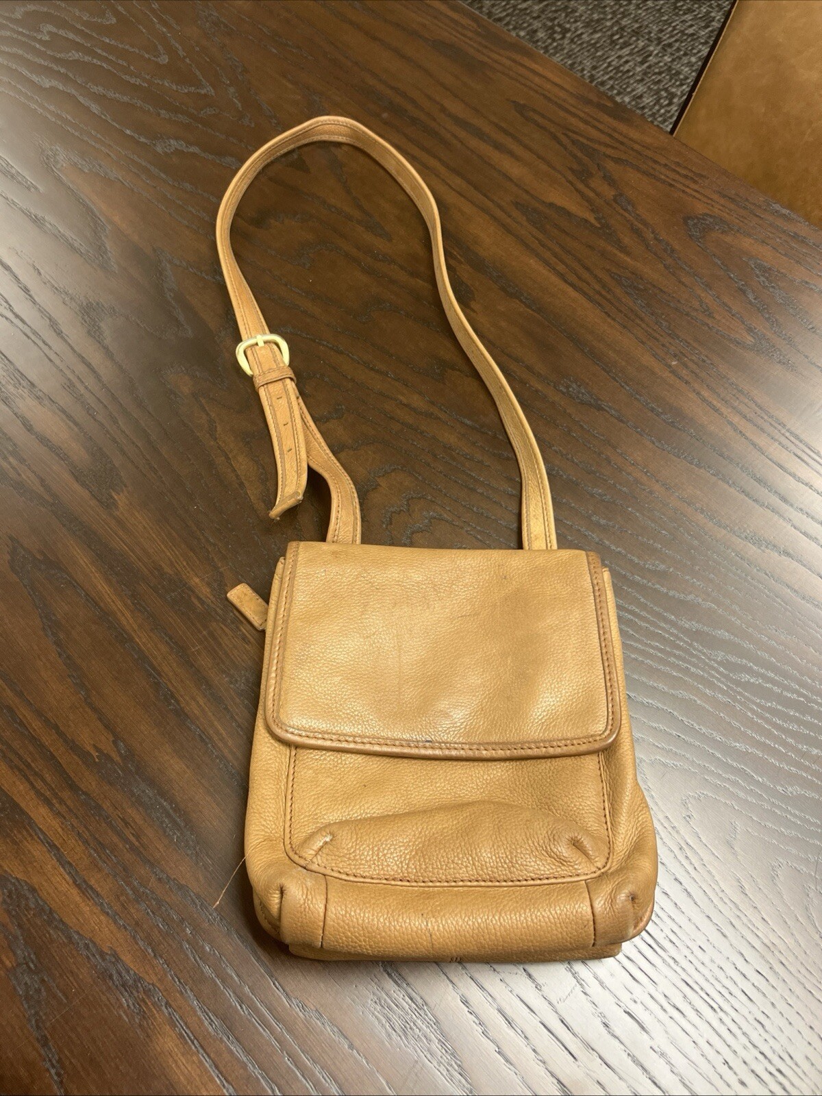 Fossil 1954  Crossbody  Brass Purse Leather Shoulder Bag Satchel Camel Brown