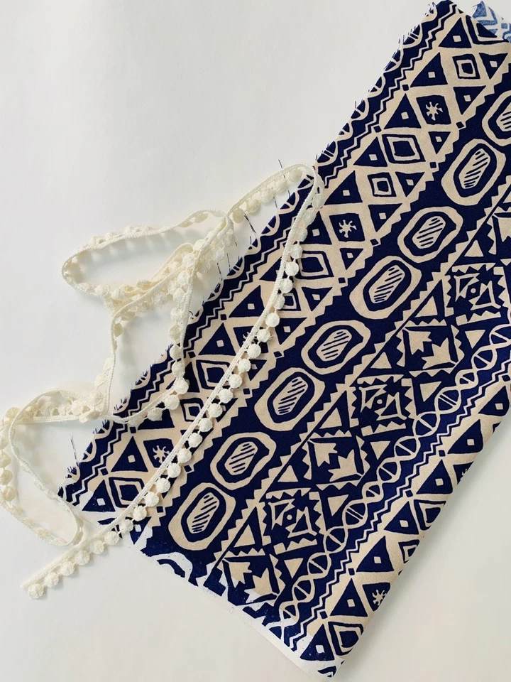 Tela Azteca Étnica Boho 100% Algodón Tela Azul Boho Tela Novajo Por Yarda Foto 2 de 4