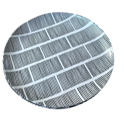SANDSTONE STUDIOS Set 4 Modern Abstract MELAMINE Dinner Plates Black White NEW - Picture 8 of 8