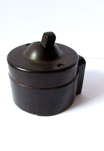 Vintage, Bakelite & Brown Porcelain light switch/2pin socket used condition. - Picture 3 of 7