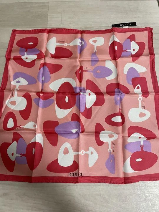 Gucci Bufanda Rosa Rojo Seda Mono Patrón Mujer Italia 112765 Foto 2 de 3