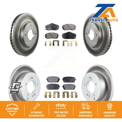 Front Rear Coated Disc Brake Rotors And Ceramic Pads Kit For 2010-2012 Kia Rondo