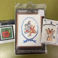Lot of 3 Cross Stitch Kits Childhood Fantasy Learning Is Fun Giraffe NIP