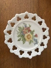 Vintage Set Of 2 Painted Kemple Milk Glass Plates 7” Mid Century Collectible