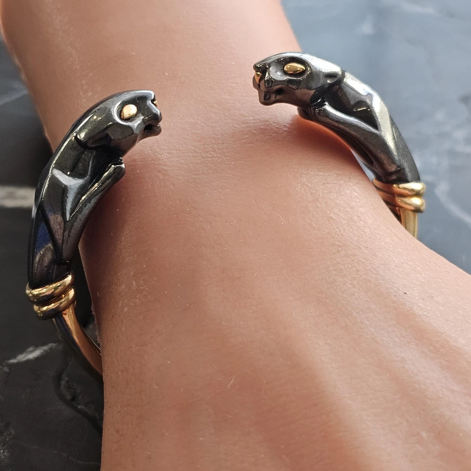 1987 年卡地亚 18k 黄金银双 Panthere 袖口手链证书 — 第 4/4 张图片