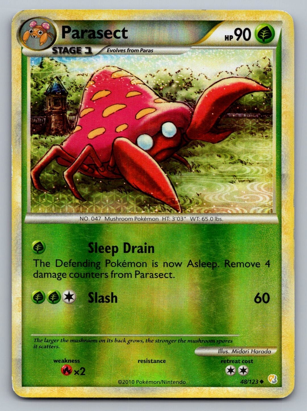 Pokemon TCG Heartgold & Soulsilver Parasect #48 Reverse Holo