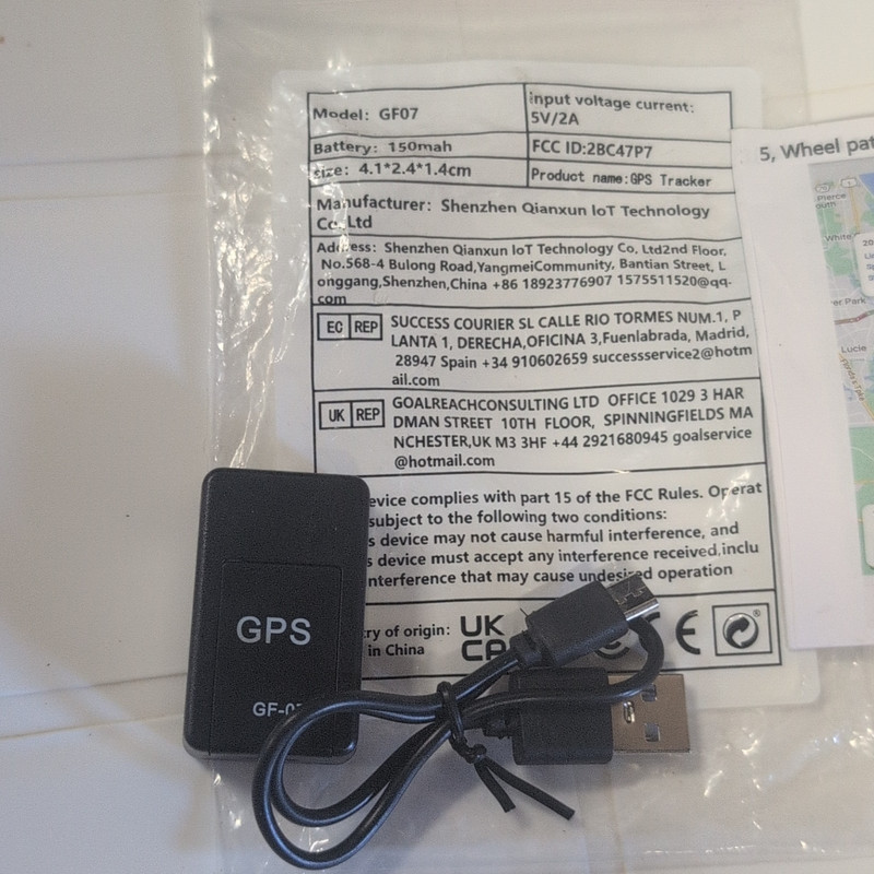 GF07 Mini Magnetic GPS Tracker Device with USB Charging Cable