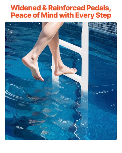 Échelle de piscine épaissie 4 marches et 2 mains courantes de 300 lb capacité pour piscine 48-54 po - Photo 4 sur 12