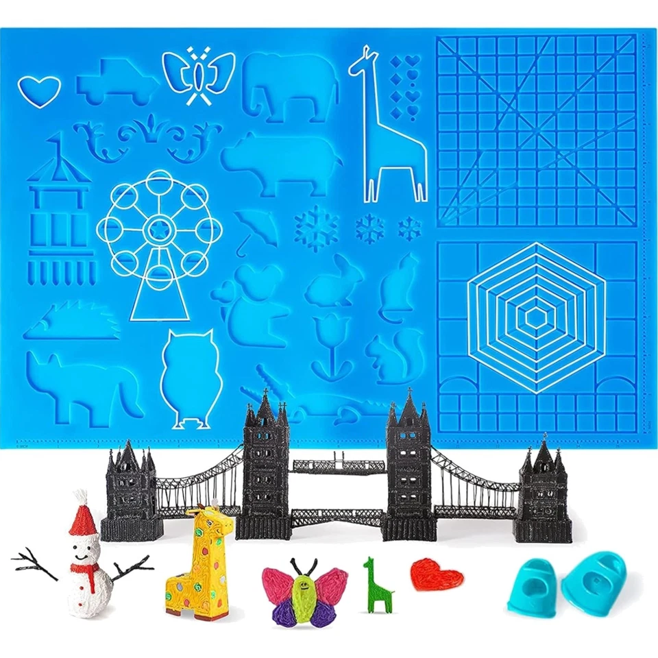 3D Stift Vorlage Große Silikonmatte 40,5x27,1cm Tiermuster für Anfänger und K...