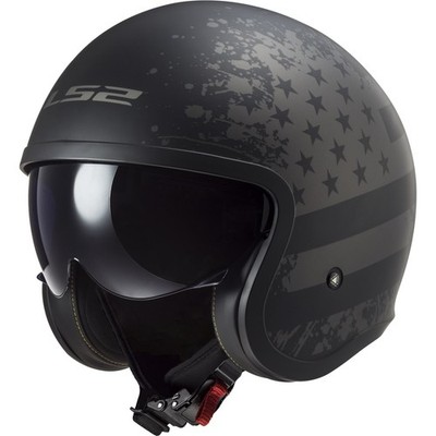 Motorrad Helm M - LS2 OF599 Spitfire II 2 Black Flag Jethelm mit Sonnenblende