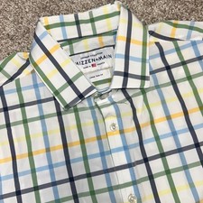 Mizzen+Main Leeward Shirt Men Large Trim Fit Plaid Performance Made in USA