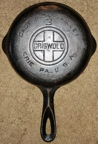 Vintage Griswold 3 Cast Iron Skillet Erie PA USA