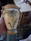 Weller Pottery Hand Painted Floral Handled Vase Signed Incised Backstamp