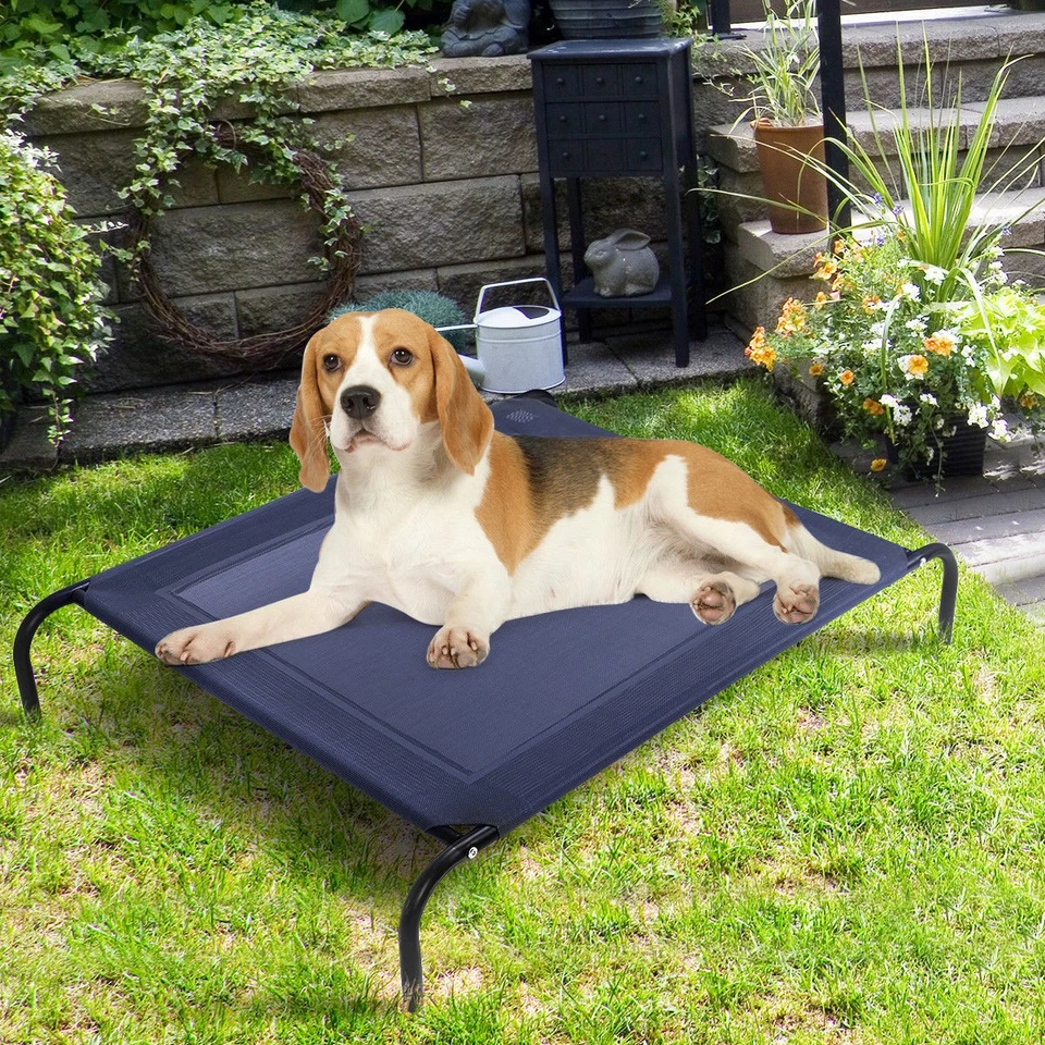 Large Dog Cat Bed Elevated Pet Cot Indoor Outdoor Camping Steel Frame Mat - Image 3 of 4