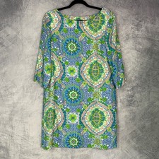 Tommy Hilfiger Womens Colorful Print Dress pastel Sz M Preppy Spring Easter