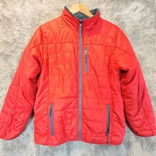 LL Bean Reversible Red Puffer Jacket Sherpa Fleece Plush Lined XL 18 Boys