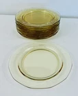 Fostoria Fairfax Topaz Yellow Depression Glass Salad Plates 7 3/8"