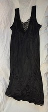 Vintage New Lorraine Black Lace Silky Slip On Night Gown Pajamas PJ's Size 2X