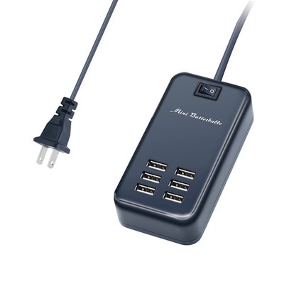 USB Charger Station 6 Port Desktop Charging Multiple Devices Wall Power Strip