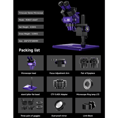 Mechanic Robot 6560T (3D Continuous Zoom) Trinocular Stereo