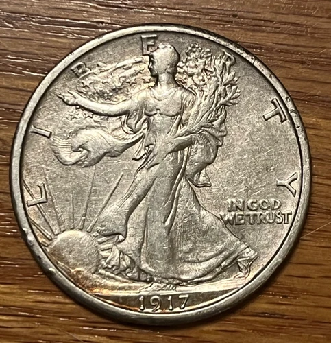 1917-s  walking liberty half  dollar , reverse  Mint mark,  XF