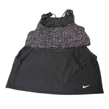 Nike BLACK Water Dots Convertible Layered Tankini Swim Top Size L