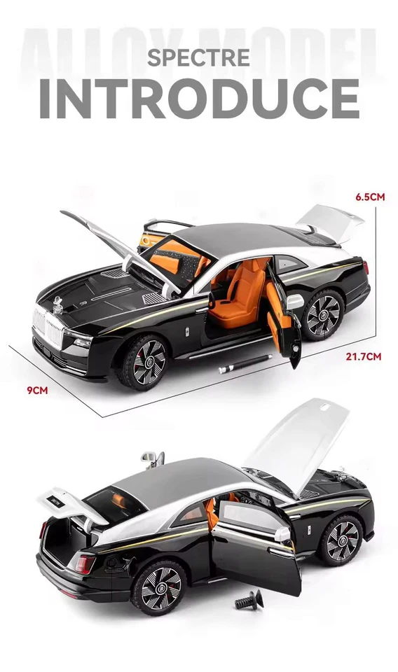 Nuevo Reino Unido 1:24 Aleación Diecast Coche Modelo Rolls Royce Spectre Luz Retroceso Juguete Regalo Foto 2 de 4