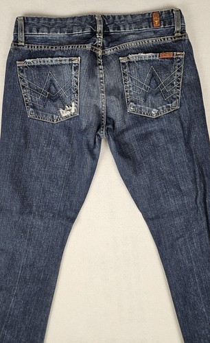 7 For All Mankind Jeans Women's 30 Boot Cut Mid Rise Dark Wash Stretch USA 30x31 - Picture 20 of 20