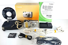 Canon PowerShot A3200 IS 14.1MP Digital Camera Silver w/ Charger+2 Batteries Box