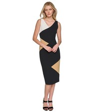 Karl Lagerfeld Womens Stylish Slit Sheath Midi Dress, brown, 12