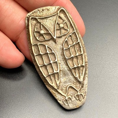 Vintage Native American Owl Sandcast Sterling Silver Pin Brooch
