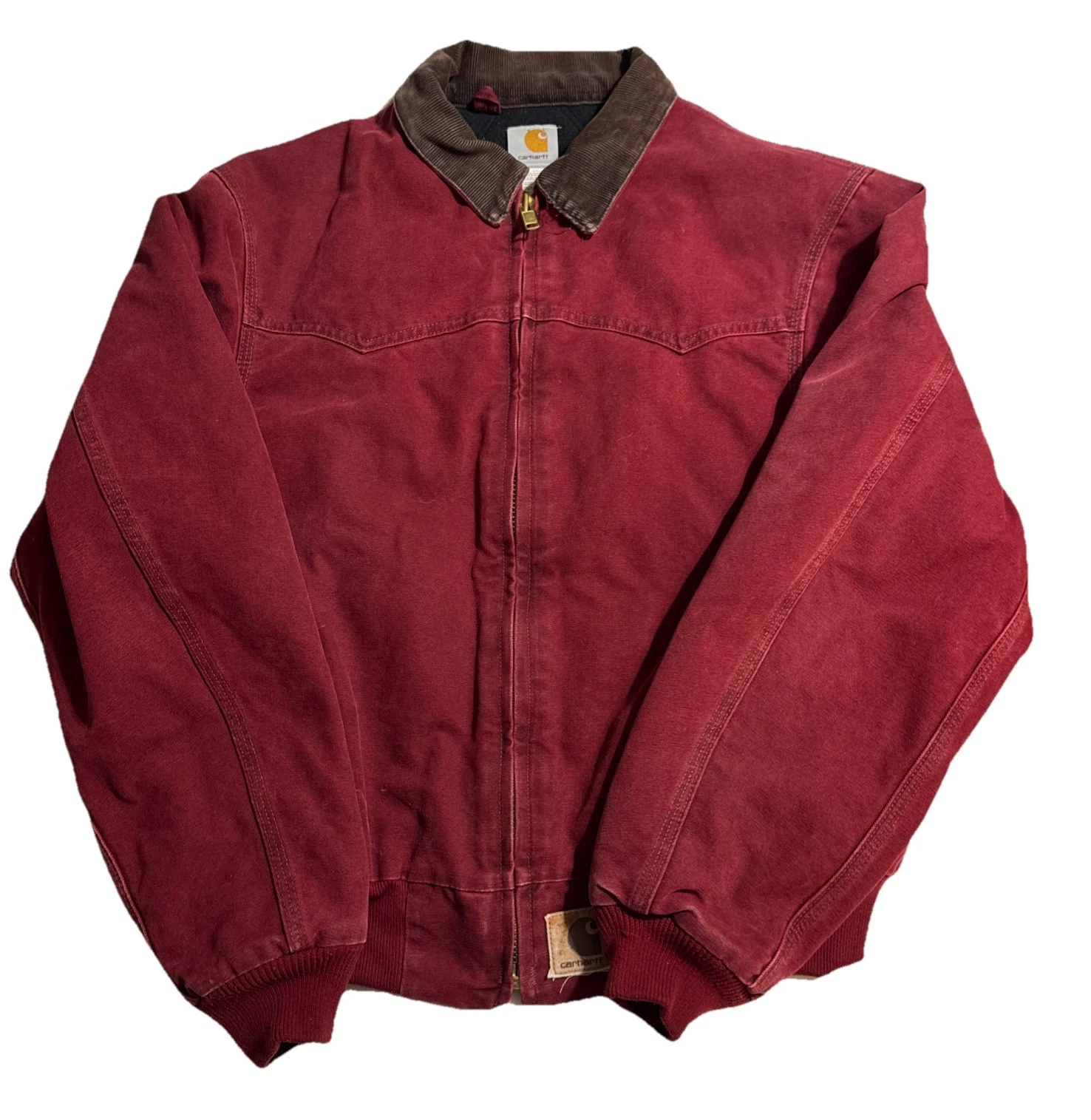 Vintage Carhartt Jacket J14 CRI Crimson red, Quilted lining, Large Regular, USA