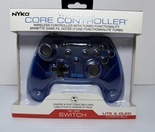 NYKO Wireless Core Controller Nintendo Switch Rechargeable Bluetooth Blue- Turbo