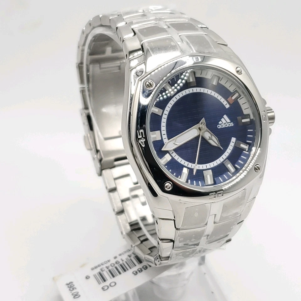Adidas ADP1686 Reloj Hombre 40mm Tono Plateado Esfera Azul Batería Nueva Con Etiqueta Foto 2 de 4
