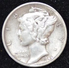 1945-S MICRO "S" EXTREMELY FINE Mercury Dime, 90% SILVER! Compare w/regular 45-S