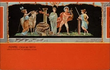 Pompei Casa Dei Vettii Apollo Vincitore Del Serpente Pitone vtg postcard q325